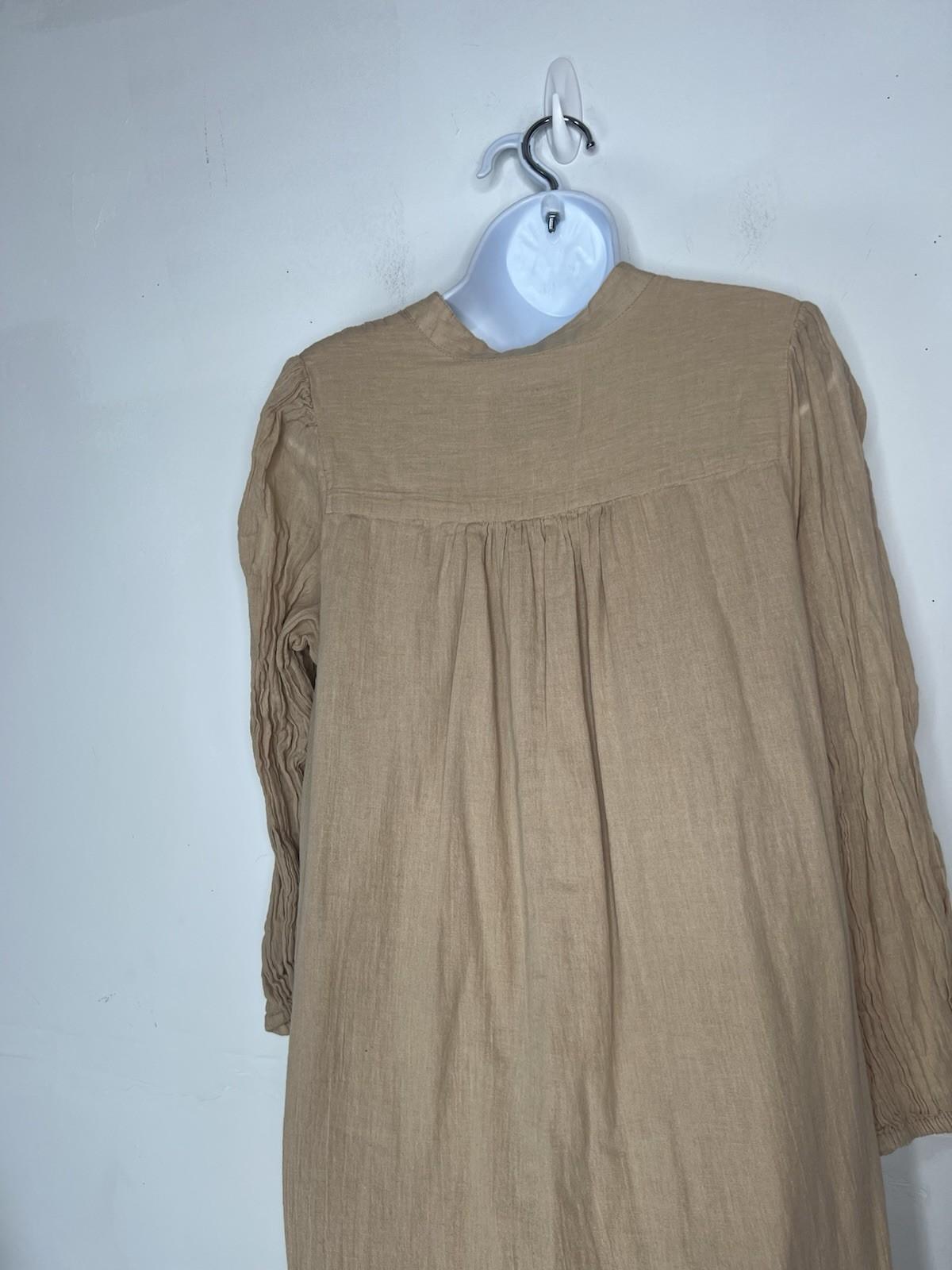 LA ROUGE Mette Cotton Dress S/M Cold Sand Loose Sundress Langelook Boho Flowy