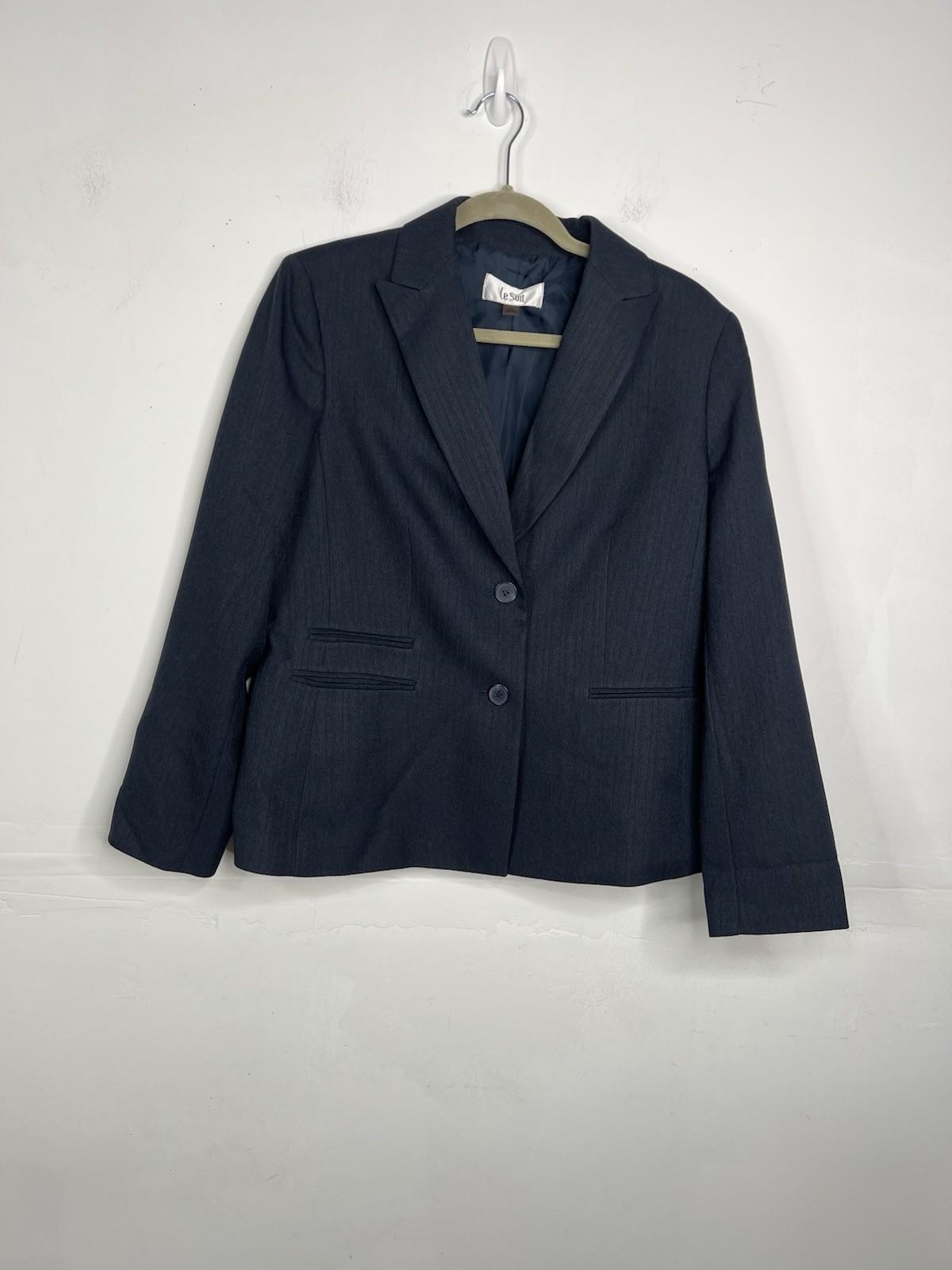 Le suit Women 2PC Polyester Pant Suit Size 12 Dark Blue Business Timeless