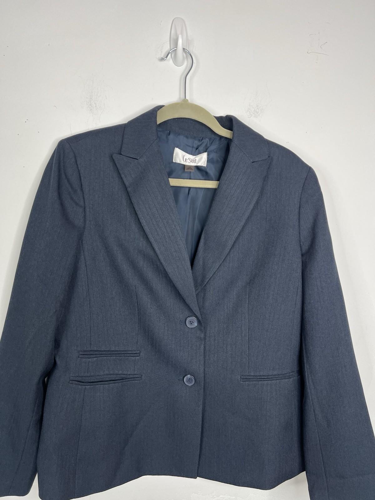 Le suit Women 2PC Polyester Pant Suit Size 12 Dark Blue Business Timeless
