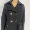 Laundry Shelli Segal Women Wool Blend M Black Double-Breasted Skirted PeaCoat