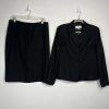 Le Suit Women Polyester Skirt Suit Size 10 Black Notch Collar Cocktail  2PC