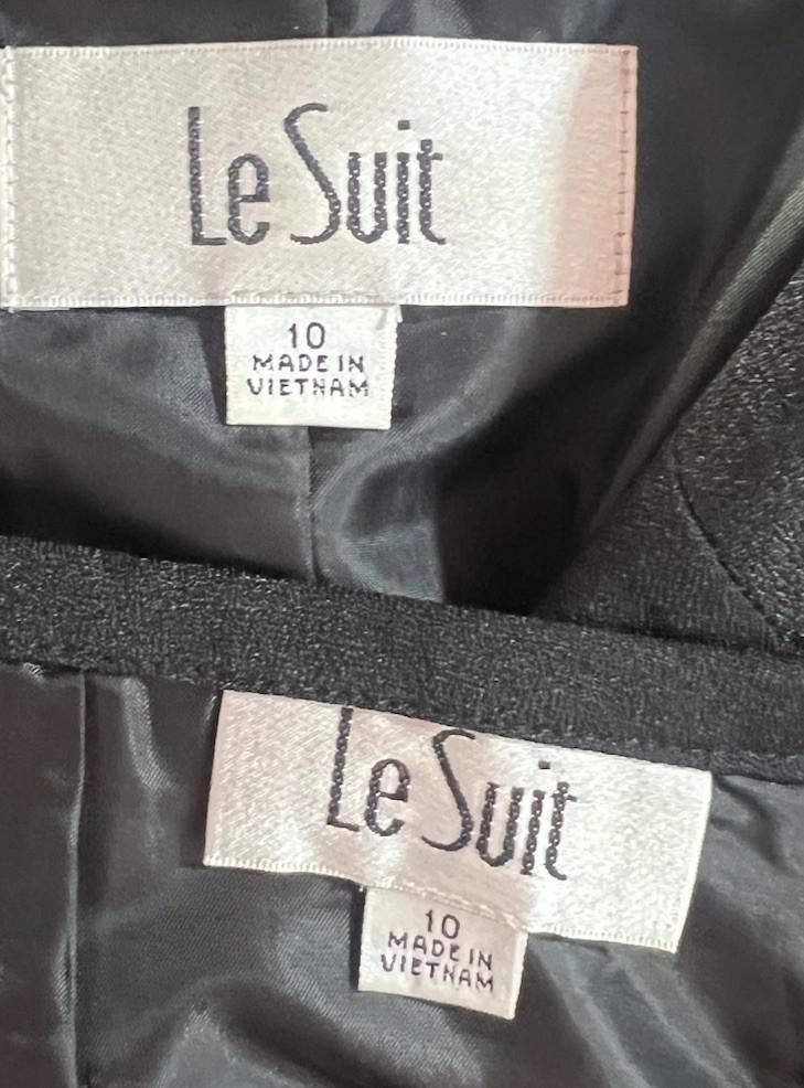 Le Suit Women Polyester Skirt Suit Size 10 Black Notch Collar Cocktail  2PC