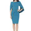 Betsy & Adams Women Stretch Cape Back Sleeve Sheath Dress Size 16 Azure