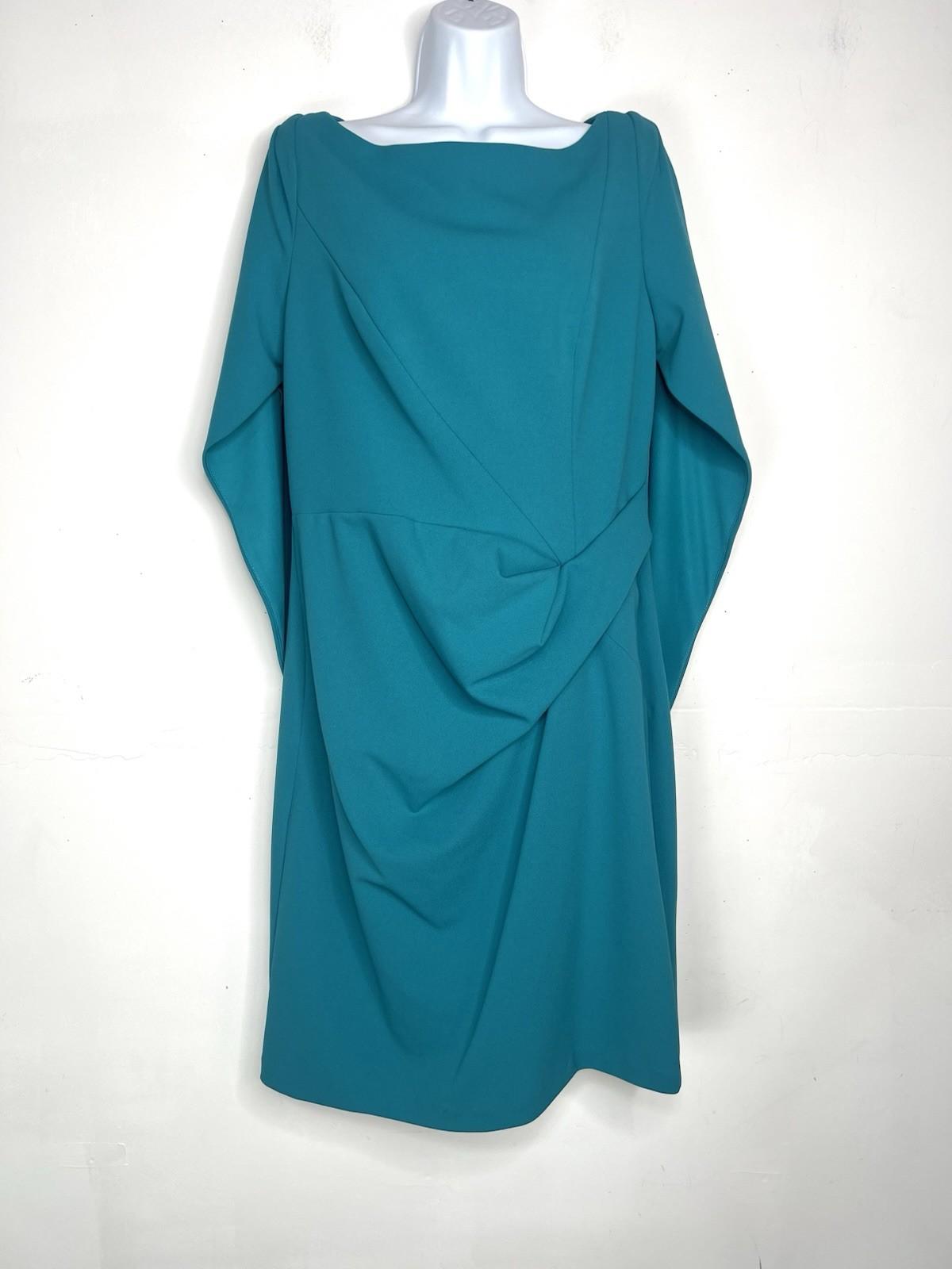 Betsy & Adams Women Stretch Cape Back Sleeve Sheath Dress Size 16 Azure