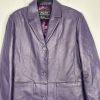 Terry Lewis Women Vintage Genuine Leather Lined Basic Jacket Size L Purple