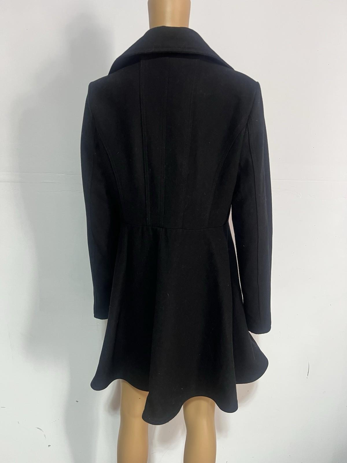 Laundry Shelli Segal Women Wool Blend M Black Double-Breasted Skirted PeaCoat
