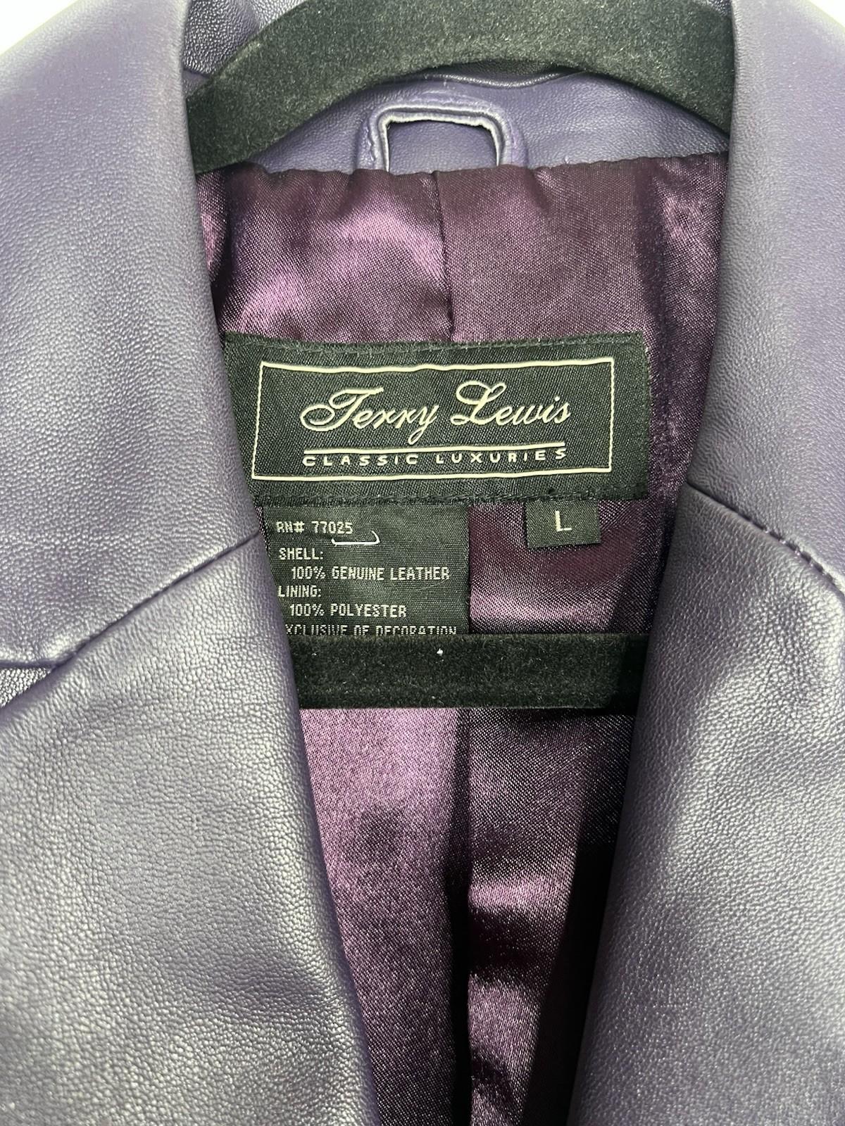 Terry Lewis Women Vintage Genuine Leather Lined Basic Jacket Size L Purple