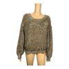 Lucy Paris Lola Women Gold Soft Fuzzy Eyelash Sweater Size XL Metallic Cozy