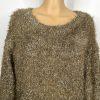 Lucy Paris Lola Women Gold Soft Fuzzy Eyelash Sweater Size XL Metallic Cozy