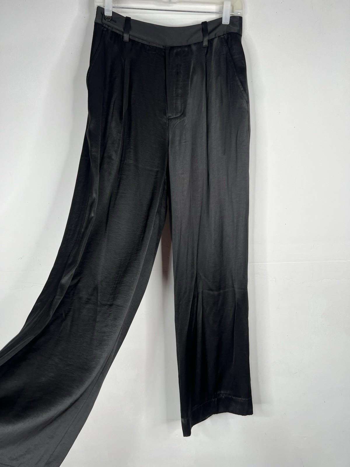 Madewell The Harlow Wide Leg Satin Trouser Pants Size 4 Pleated Waist Minimalist