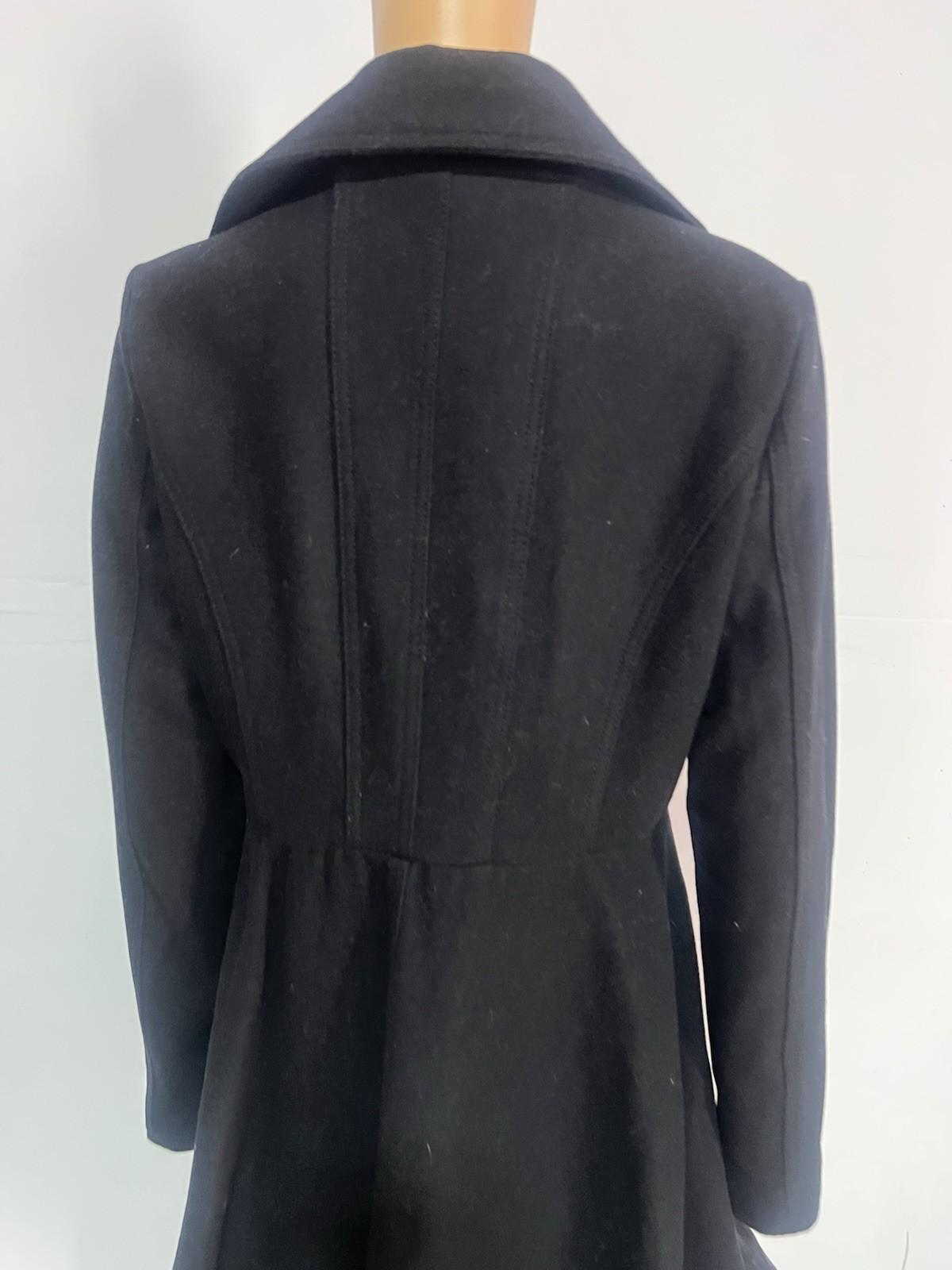 Laundry Shelli Segal Women Wool Blend M Black Double-Breasted Skirted PeaCoat