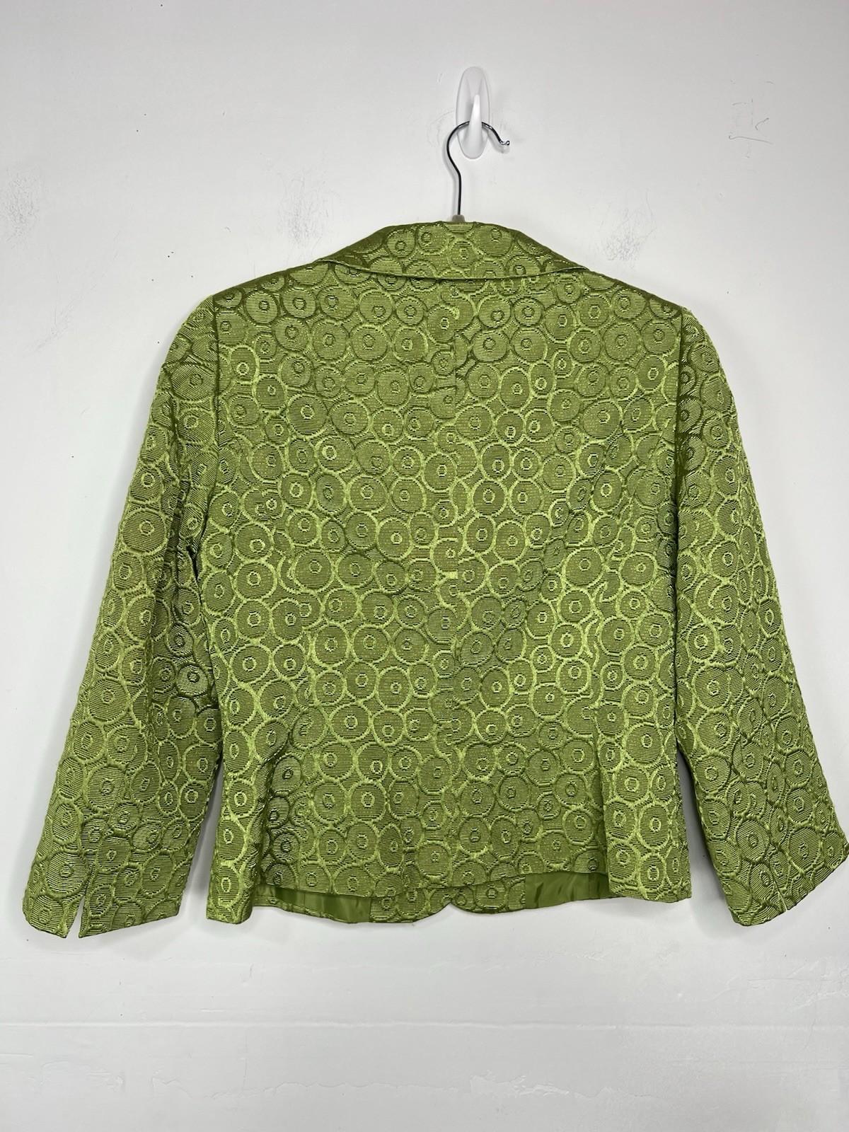Tahari ASL Polyester Blend Skirt Suit Size 6 Green Metallic Timeless Cocktail