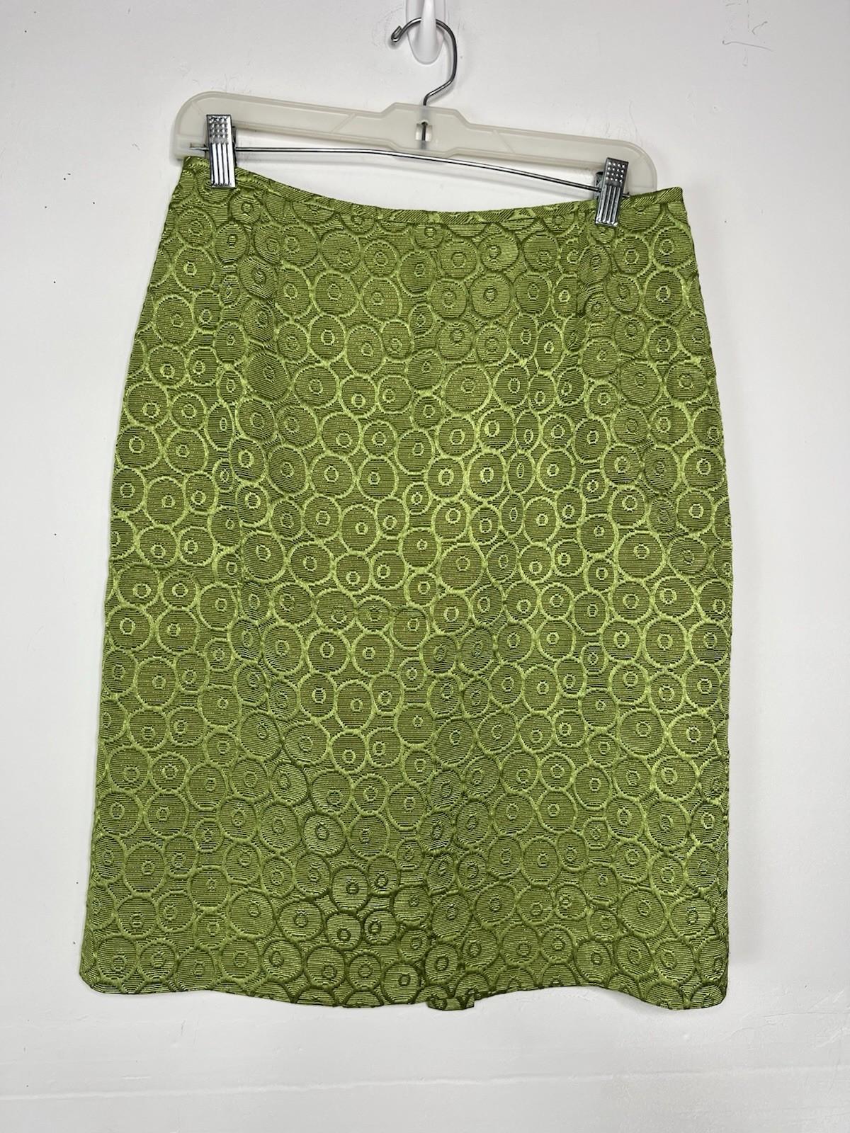 Tahari ASL Polyester Blend Skirt Suit Size 6 Green Metallic Timeless Cocktail