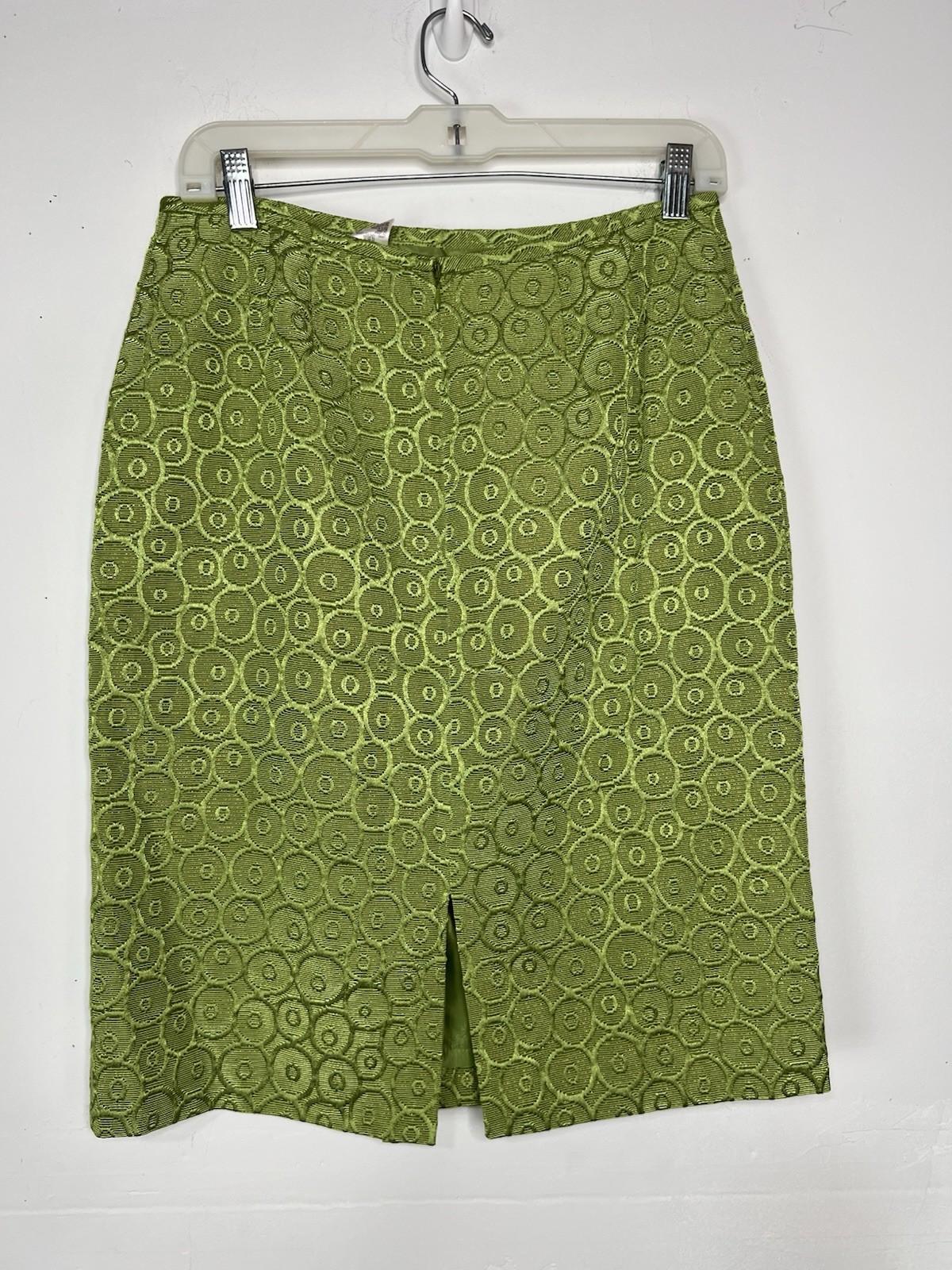 Tahari ASL Polyester Blend Skirt Suit Size 6 Green Metallic Timeless Cocktail
