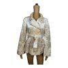 INC Int Concepts Women Faux Fur Texture Coat Size M Double Breasted Belted Cute