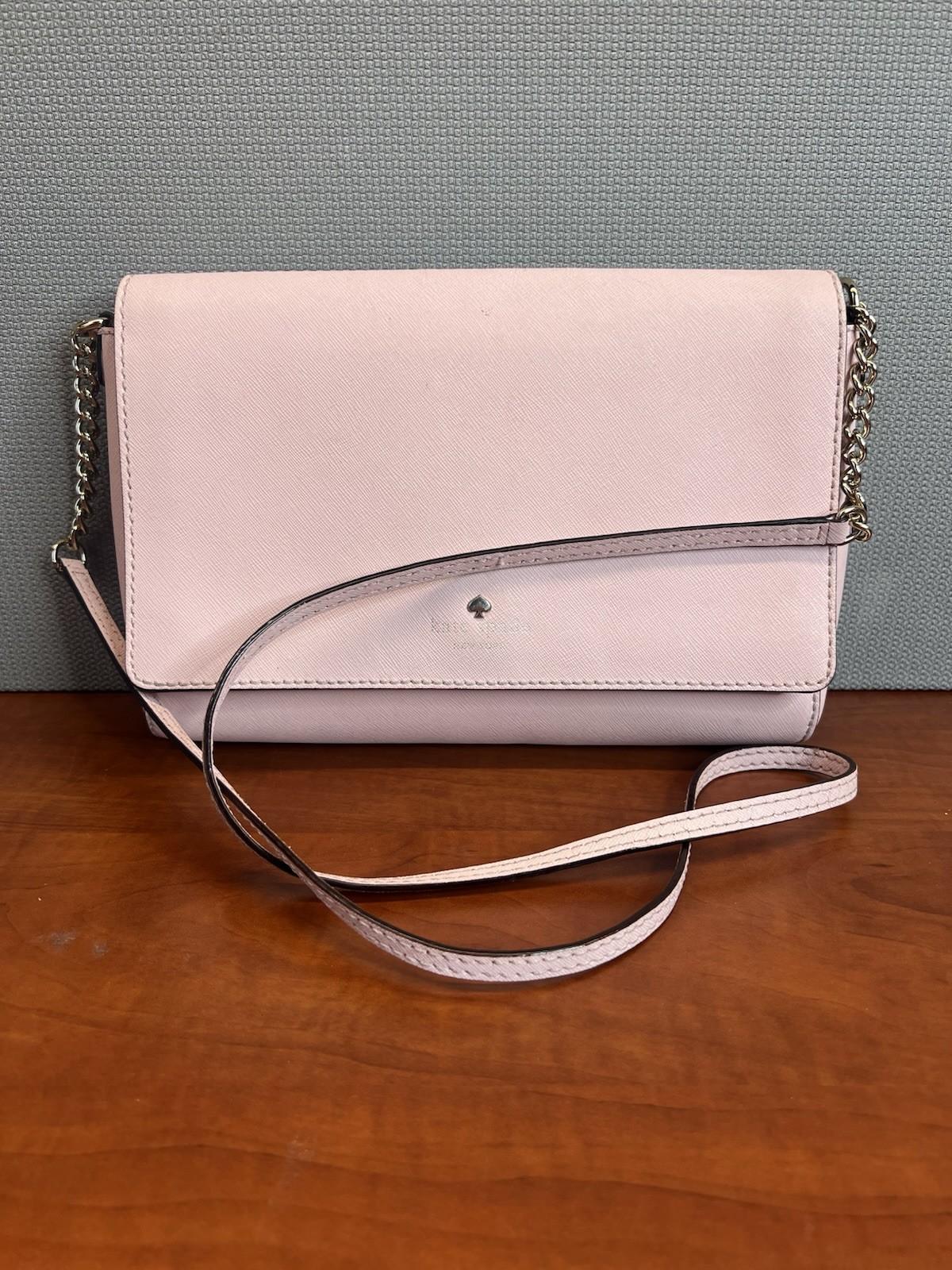 Kate Spade NY Charlotte Leather Blush Pink Shoulder Strap Crossbody Bag Flap