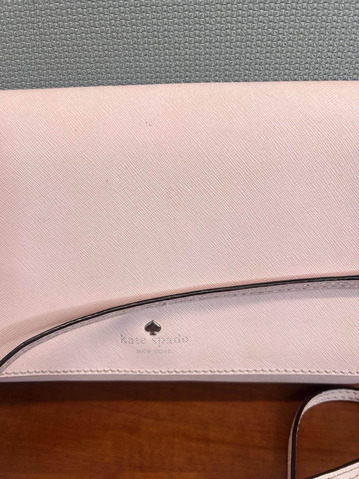 Kate Spade NY Charlotte Leather Blush Pink Shoulder Strap Crossbody Bag Flap