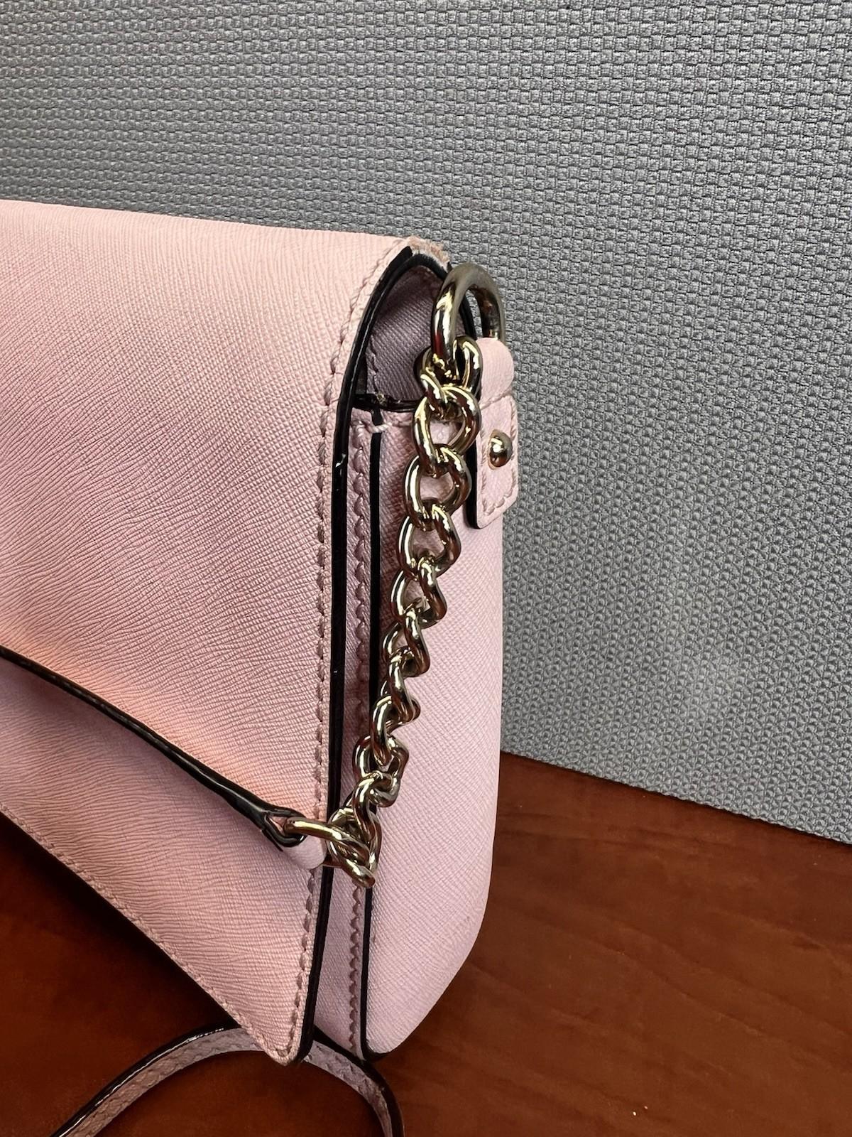 Kate Spade NY Charlotte Leather Blush Pink Shoulder Strap Crossbody Bag Flap
