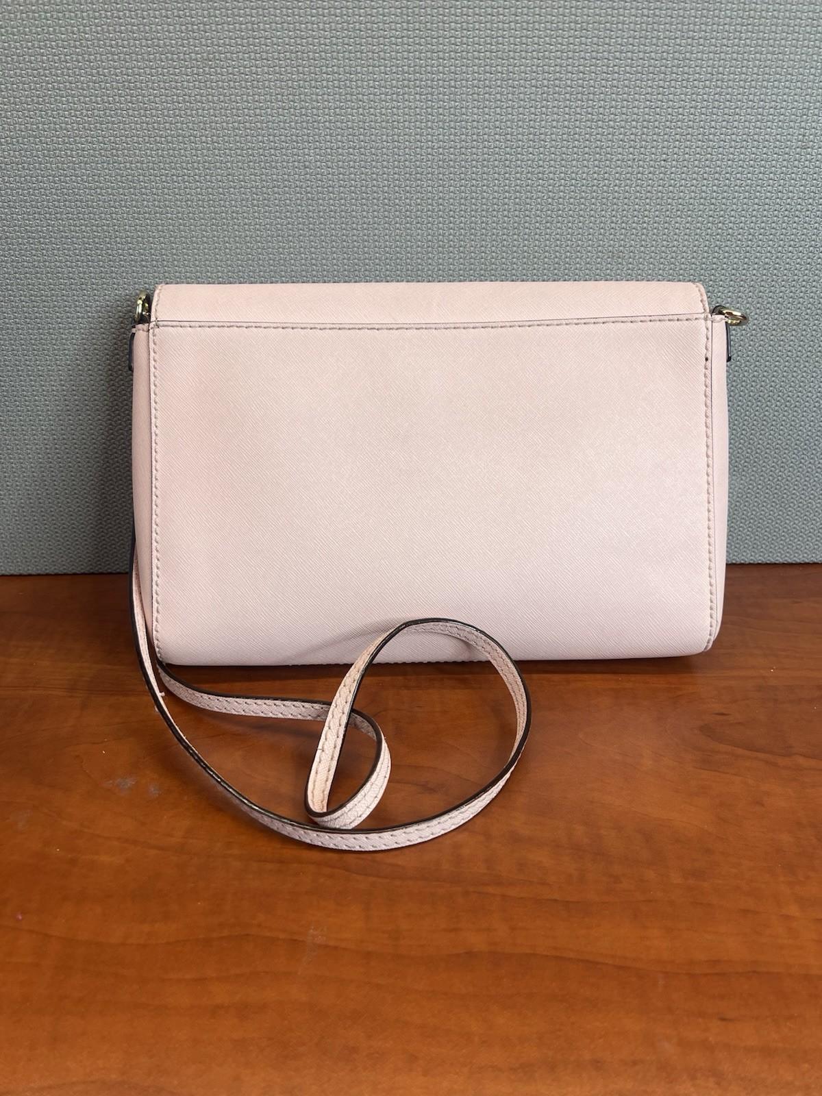 Kate Spade NY Charlotte Leather Blush Pink Shoulder Strap Crossbody Bag Flap