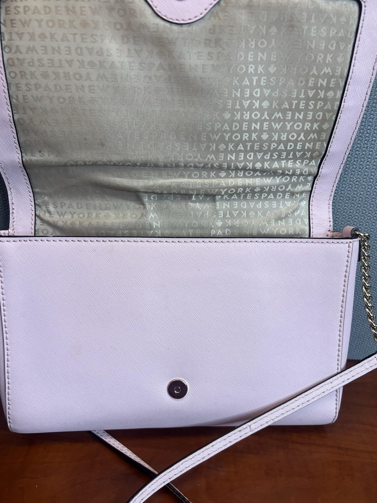 Kate Spade NY Charlotte Leather Blush Pink Shoulder Strap Crossbody Bag Flap