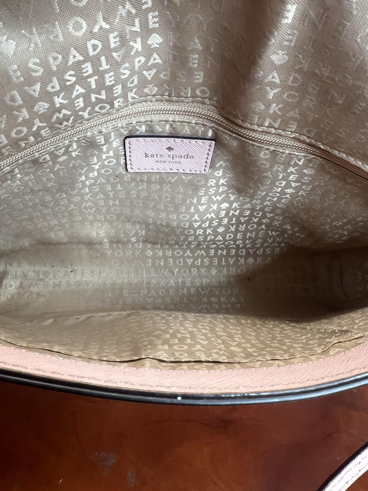 Kate Spade NY Charlotte Leather Blush Pink Shoulder Strap Crossbody Bag Flap