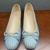 10-38.jpg Dune London Leather Ballet Flats Shoes Size 40/US 10 Blue Tan Woven Bow Soft New