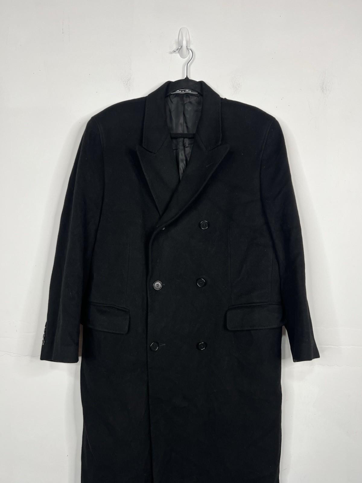 Joseph Abboud VTG Men 100% Cashmere Coat 50 Black Made In Italy Double breasted