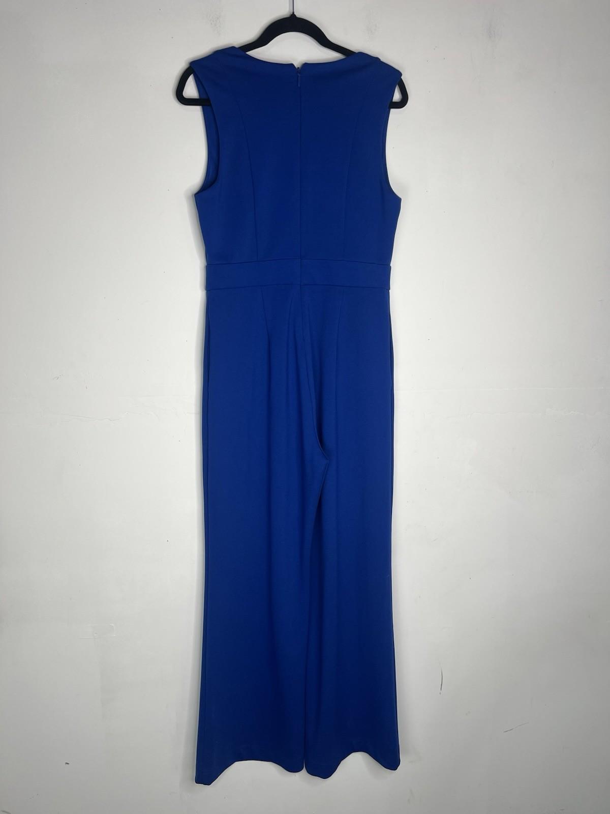 Gabrielle Union NY&CO Stretch Jumpsuit Size M Blue Sleeveless Cut Out Wide Leg