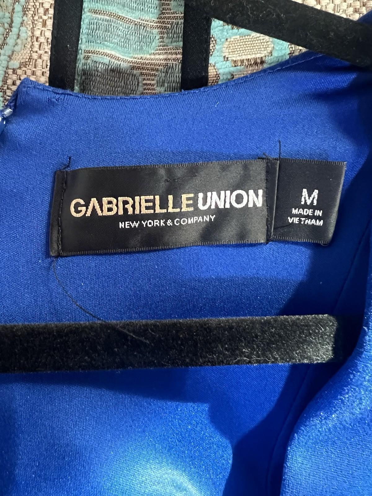 Gabrielle Union NY&CO Stretch Jumpsuit Size M Blue Sleeveless Cut Out Wide Leg