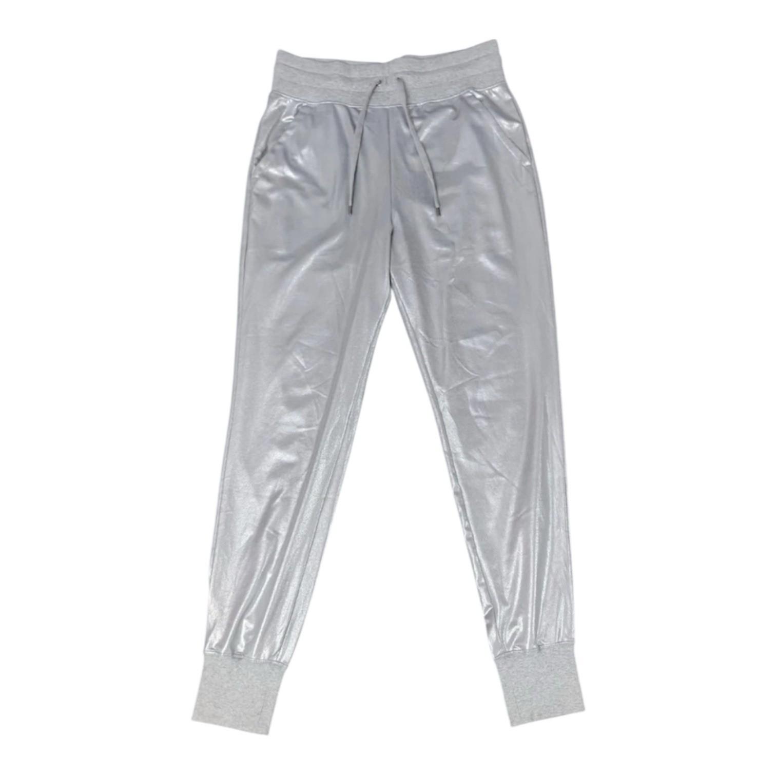 Lauren Ralph Lauren Women Silver Jogger Pants Size L Shiny Casual Metallic New