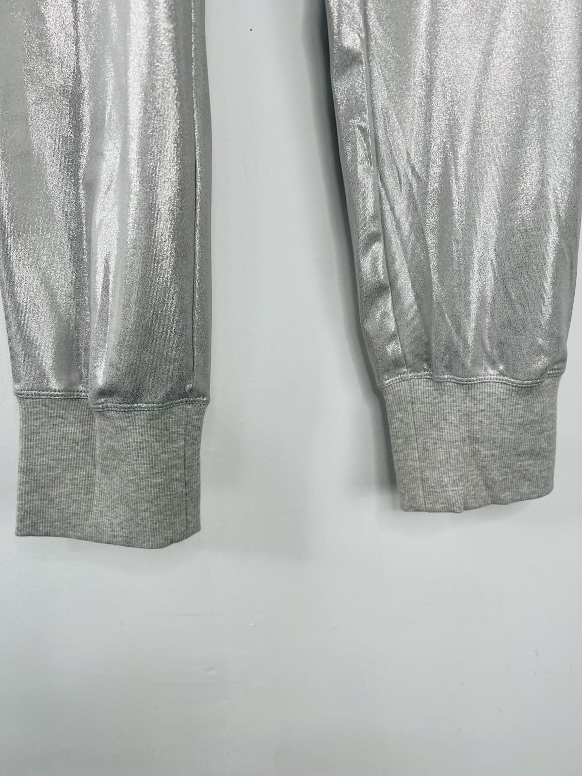 Lauren Ralph Lauren Women Silver Jogger Pants Size L Shiny Casual Metallic New