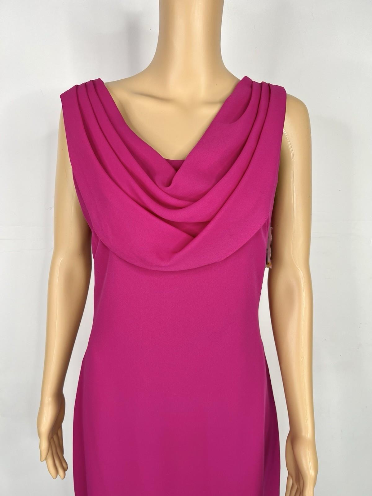 Onyx  Nite Maxi Chiffon Gown Size 8 Magenta Cowl Neck Sleeveless A line Dress