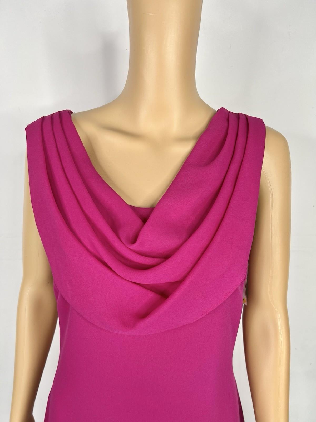 Onyx  Nite Maxi Chiffon Gown Size 8 Magenta Cowl Neck Sleeveless A line Dress
