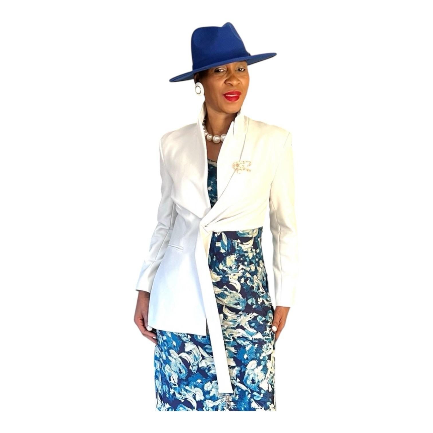 Asos Polyester Spandex One of Kind White Blazer Size 4 Stunning Belted