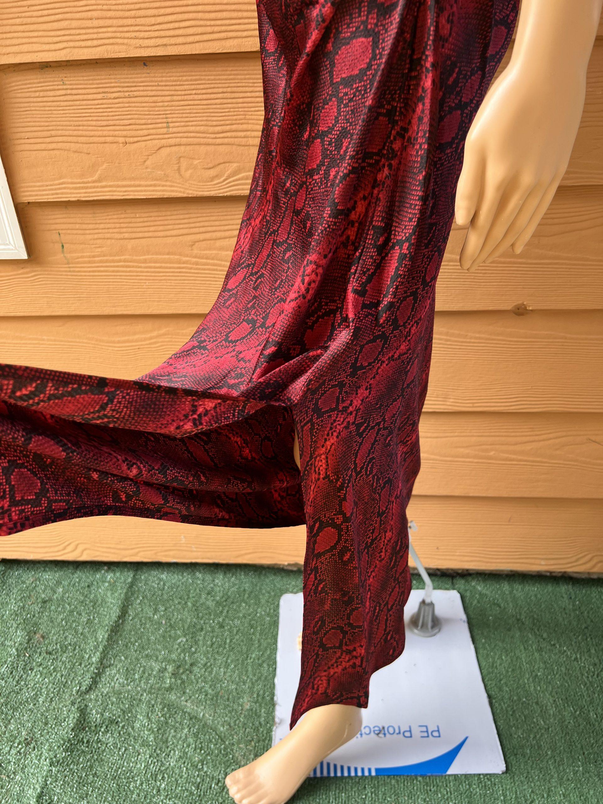 Michael Kors Silk Like Dress Size M Red Snakeskin Print Chain Slip Dress