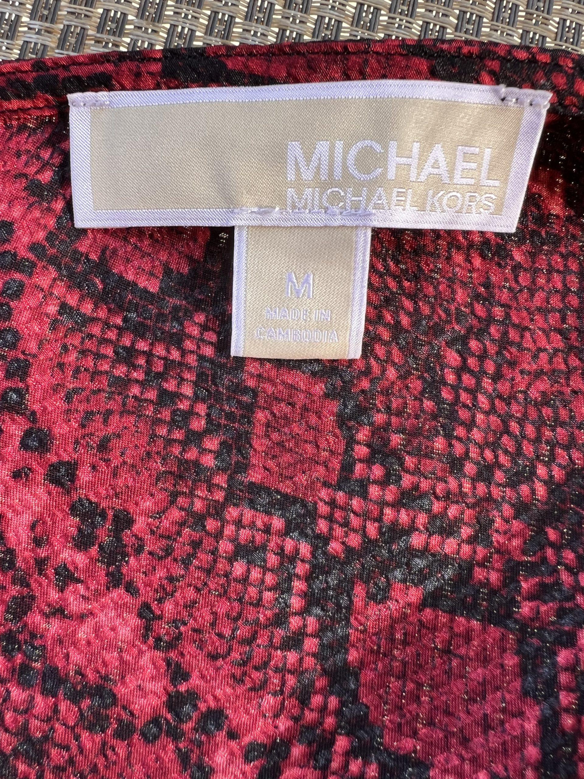 Michael Kors Silk Like Dress Size M Red Snakeskin Print Chain Slip Dress