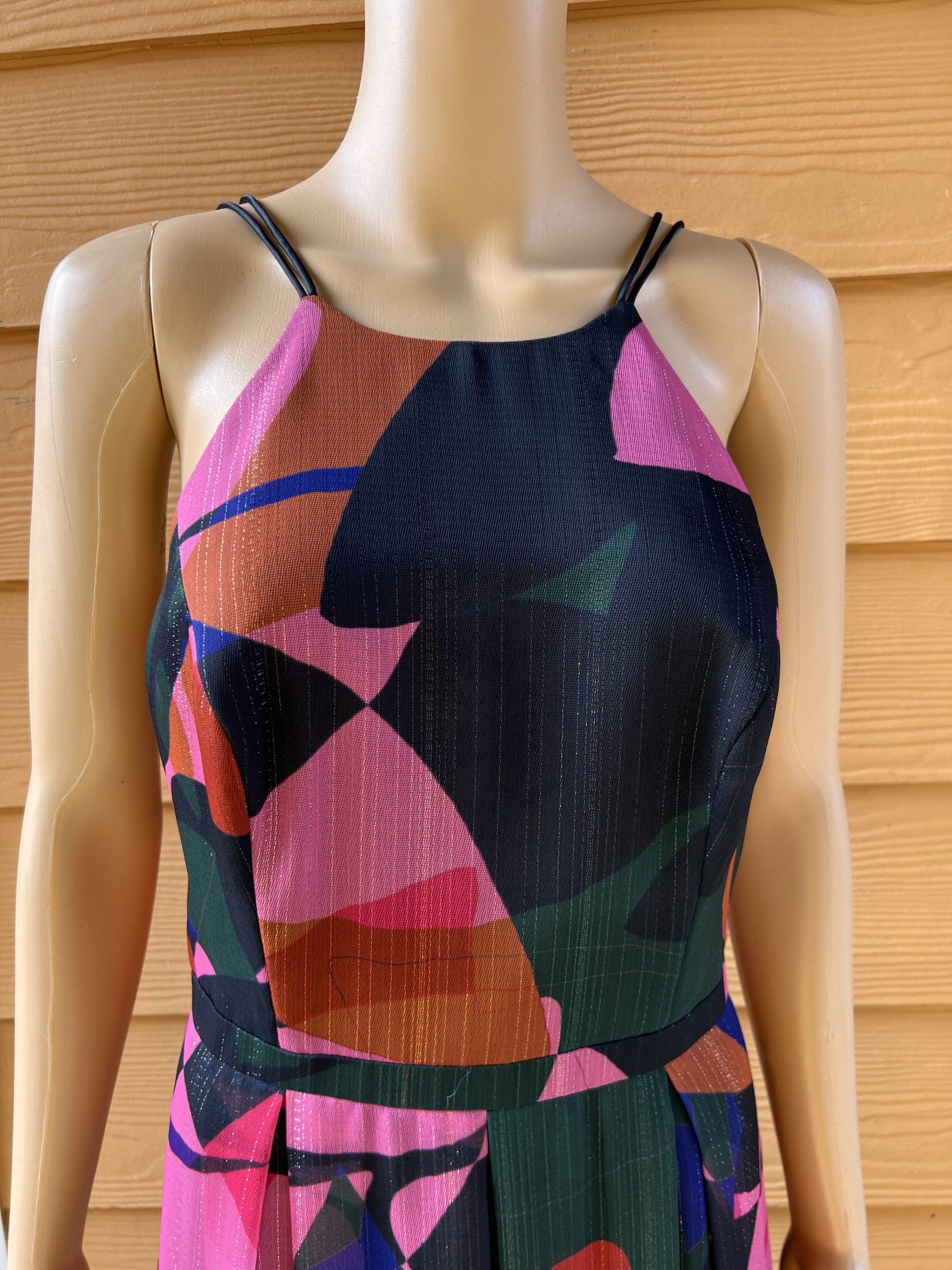Phoebe Maxi Floral Dress Size 8 Multicolor Flowy Strappy Sleeves Pleated