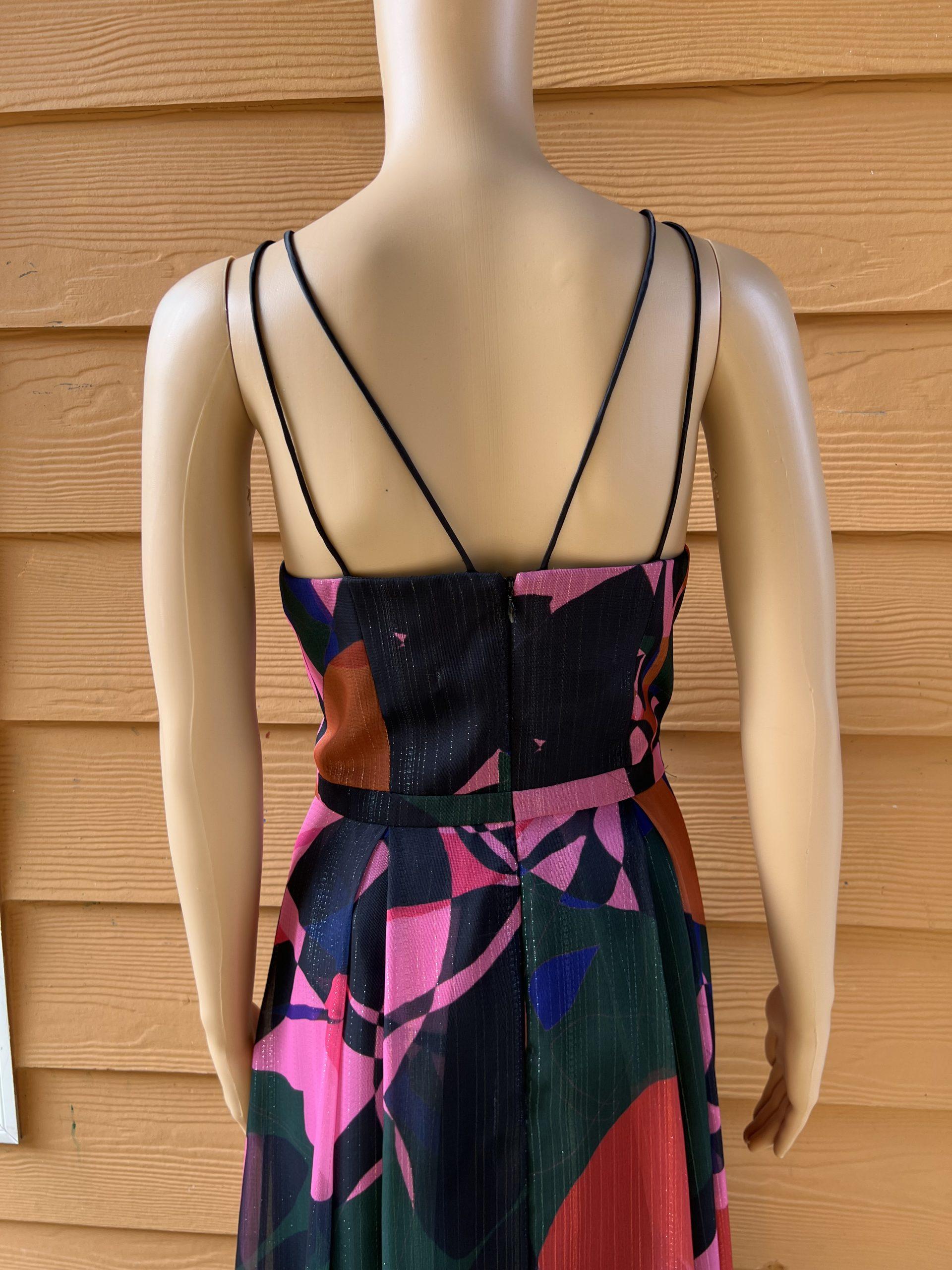 Phoebe Maxi Floral Dress Size 8 Multicolor Flowy Strappy Sleeves Pleated