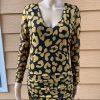 11 Honore Iris Ruch Mesh Long Sleeve Bodycon Dress Size 0 Animal Print Yellow