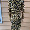 11 Honore Iris Ruch Mesh Long Sleeve Bodycon Dress Size 0 Animal Print Yellow