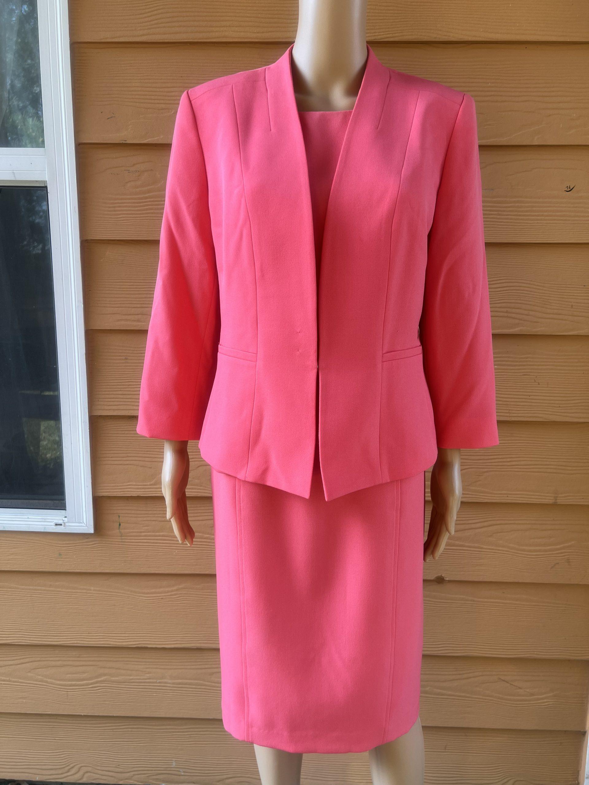 Kasper crepe coral dress size 10 suit size 8 timeless