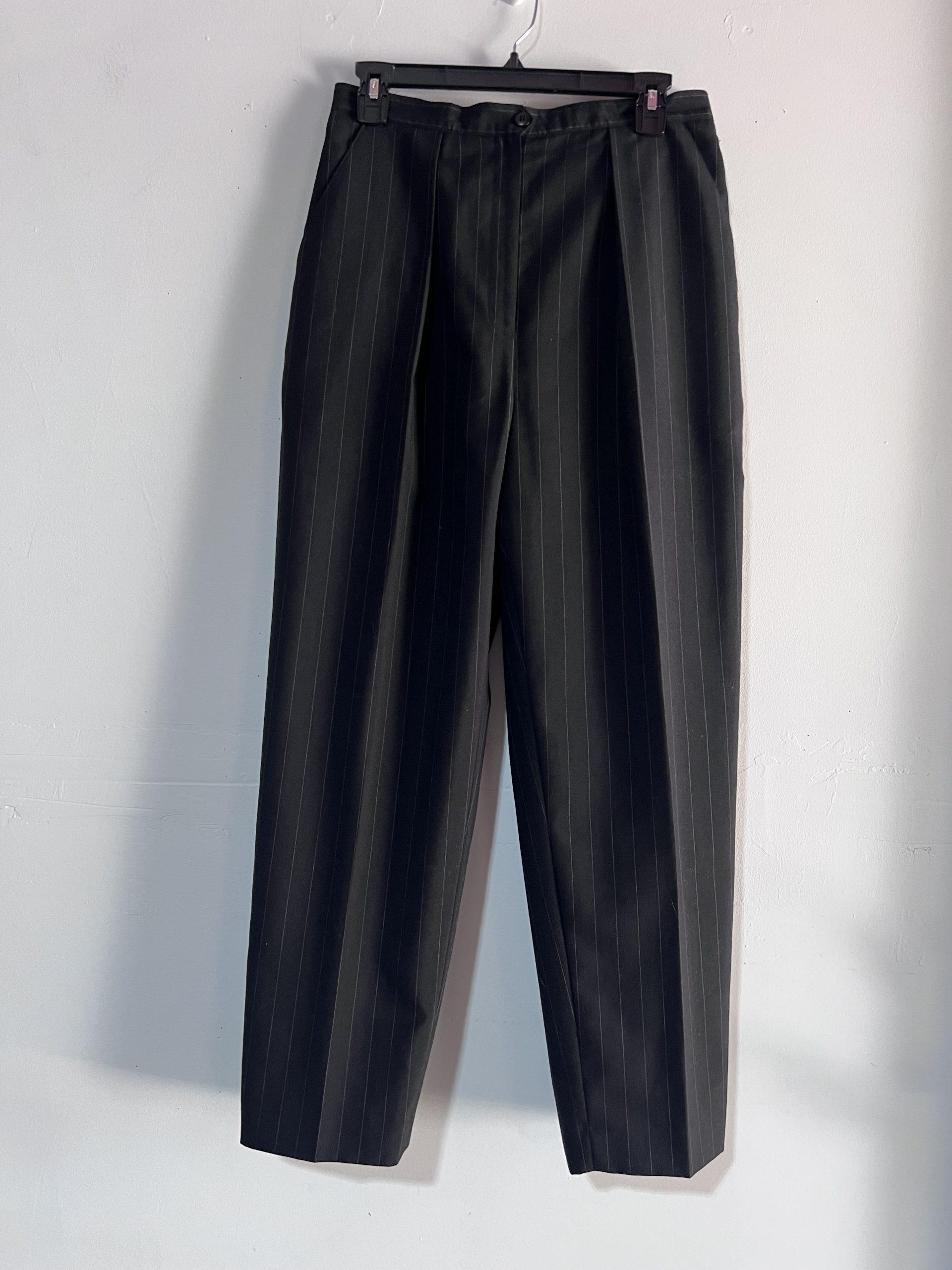 Jones New York 2PC Pleated Pant Suit Size 10 Black Striped Business