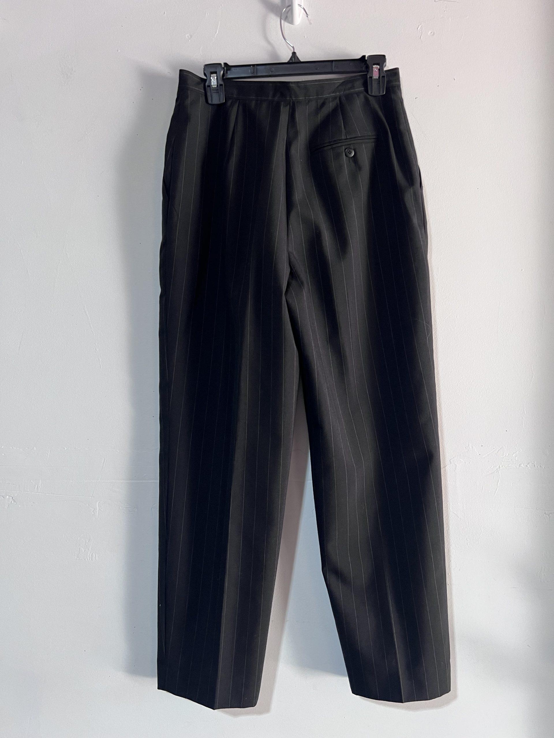 Jones New York 2PC Pleated Pant Suit Size 10 Black Striped Business