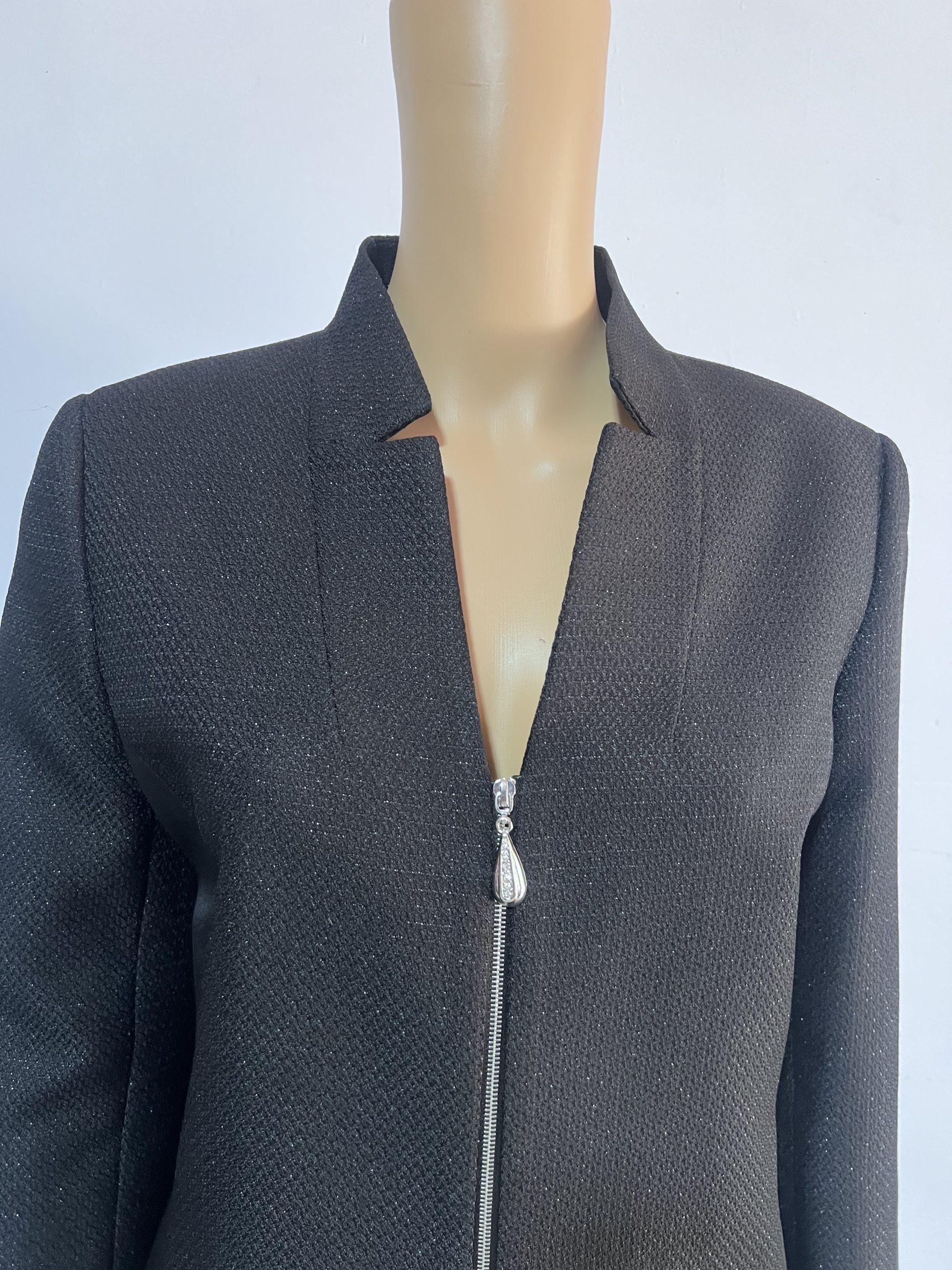 IMG_8215 Tahari ASL Skirt Suit Size 10 Black Metallic Cocktail