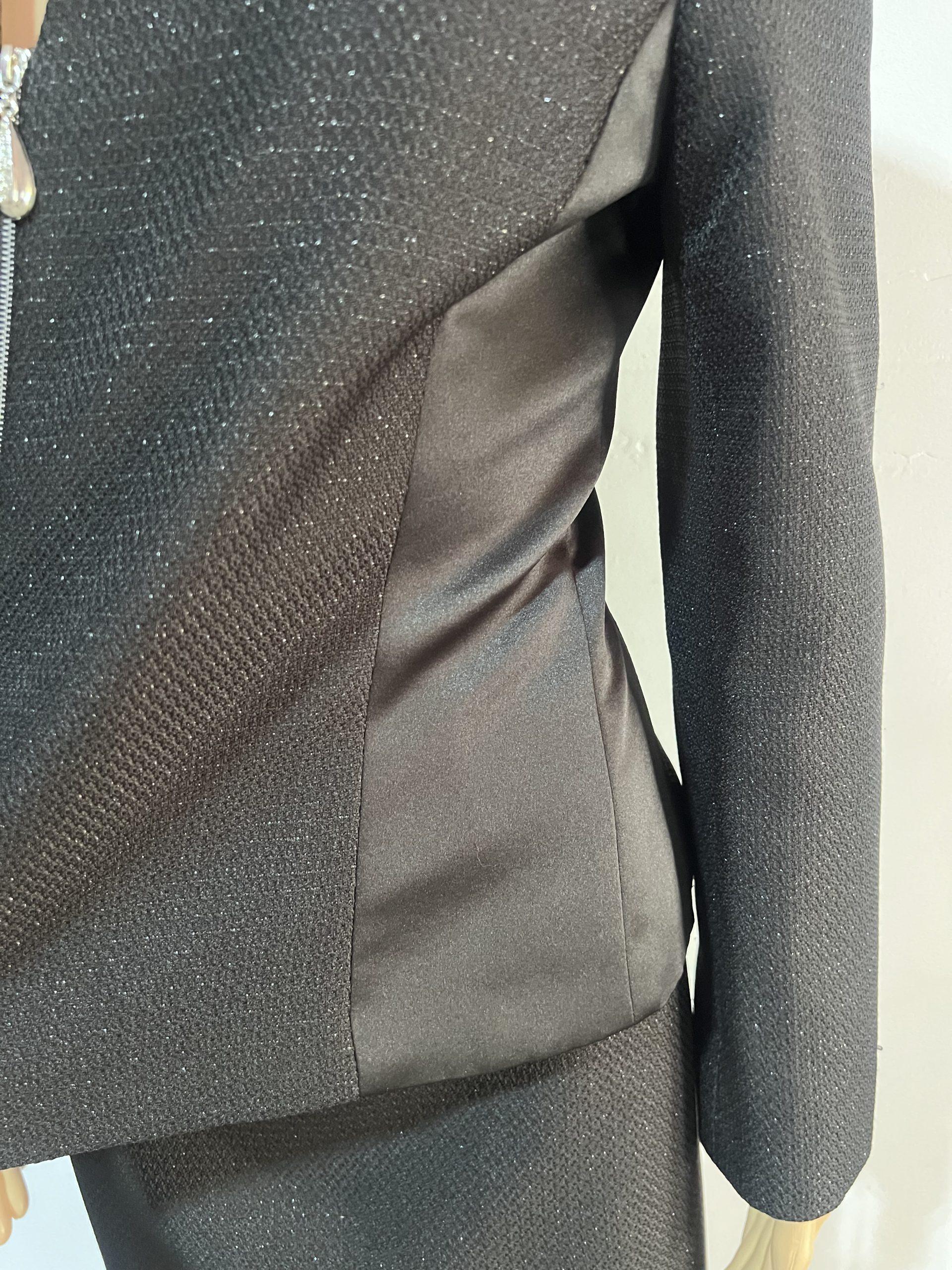 IMG_8216 Tahari ASL Skirt Suit Size 10 Black Metallic Cocktail