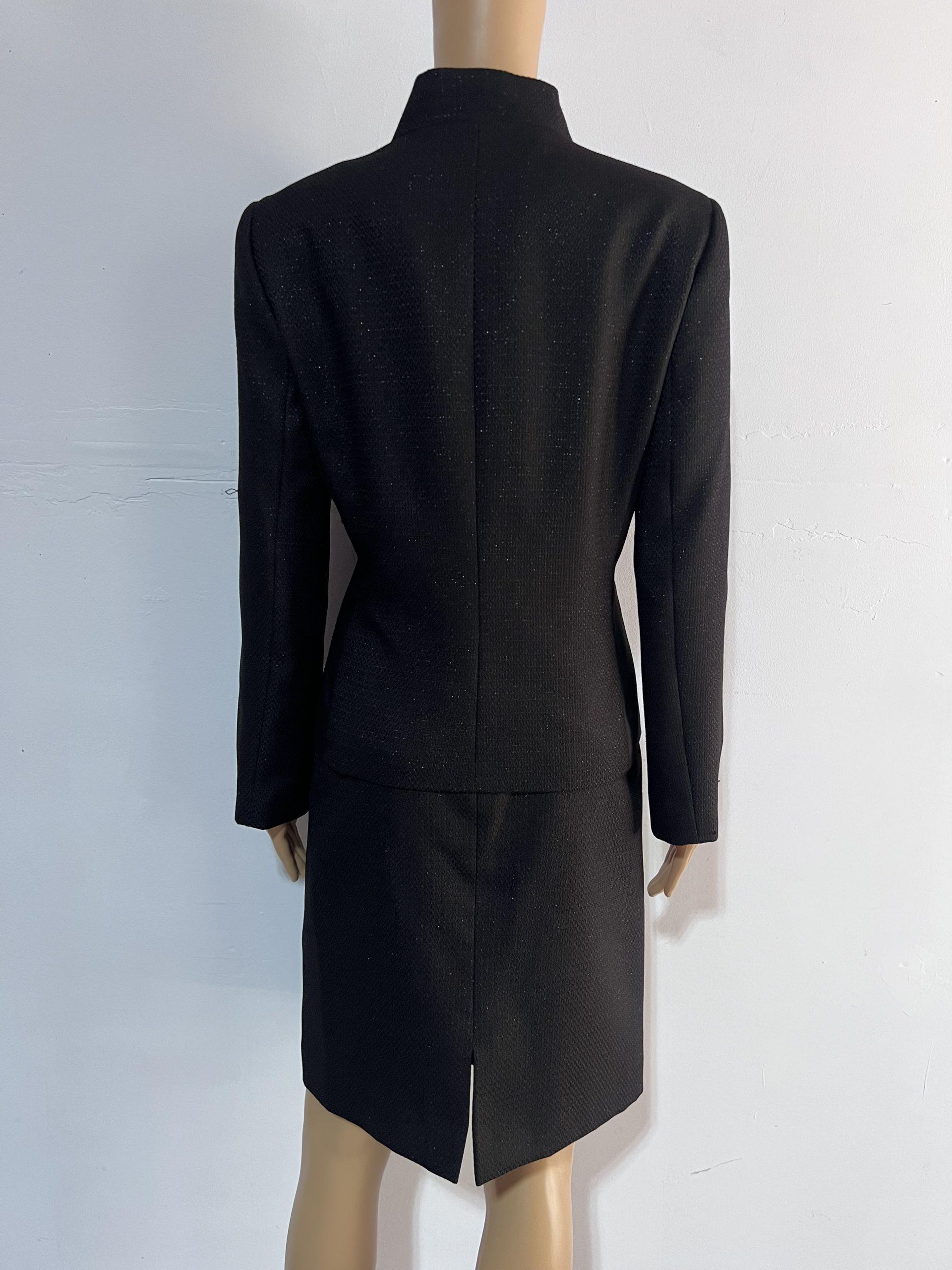 IMG_8217 Tahari ASL Skirt Suit Size 10 Black Metallic Cocktail