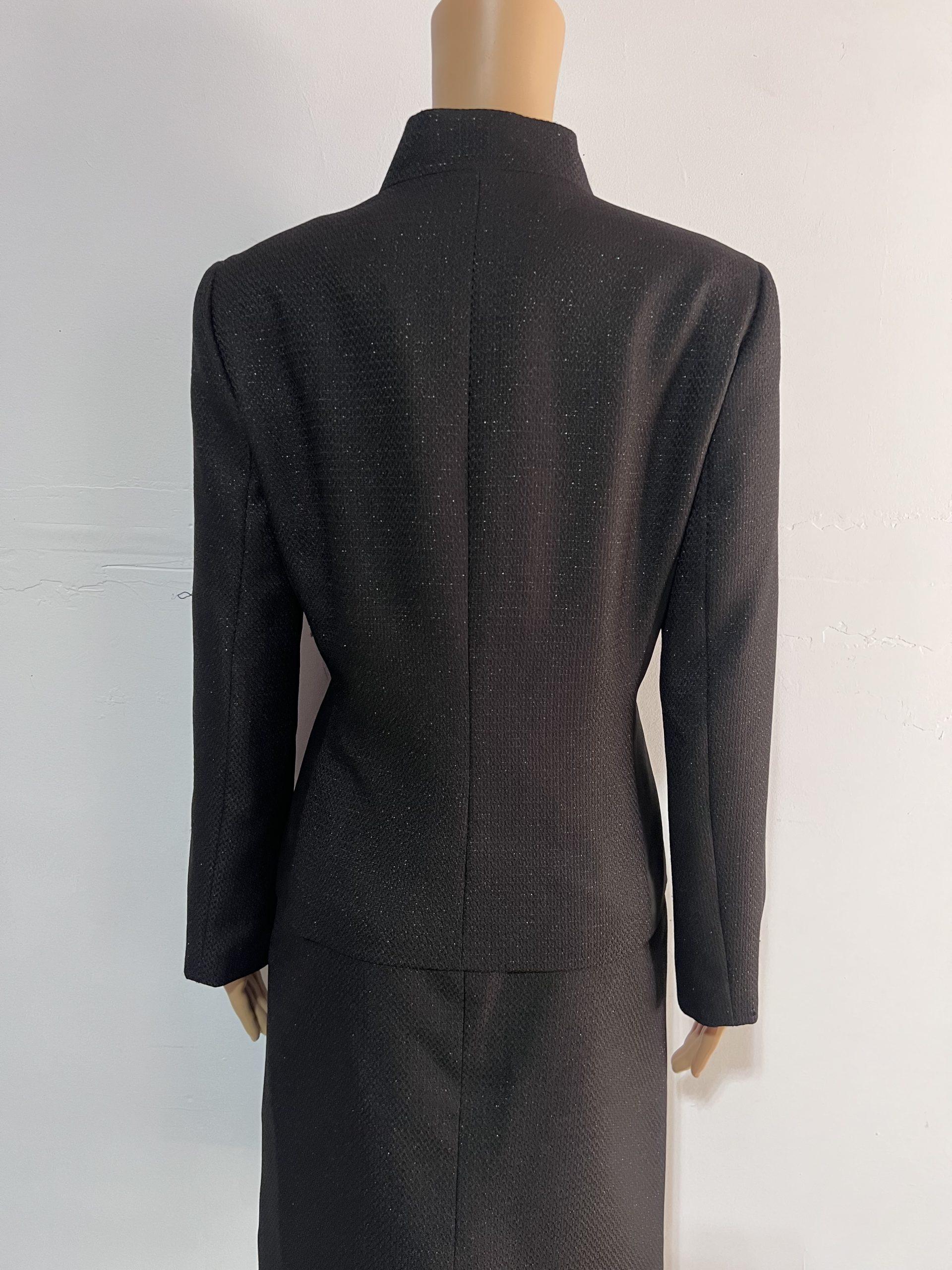 IMG_8218 Tahari ASL Skirt Suit Size 10 Black Metallic Cocktail