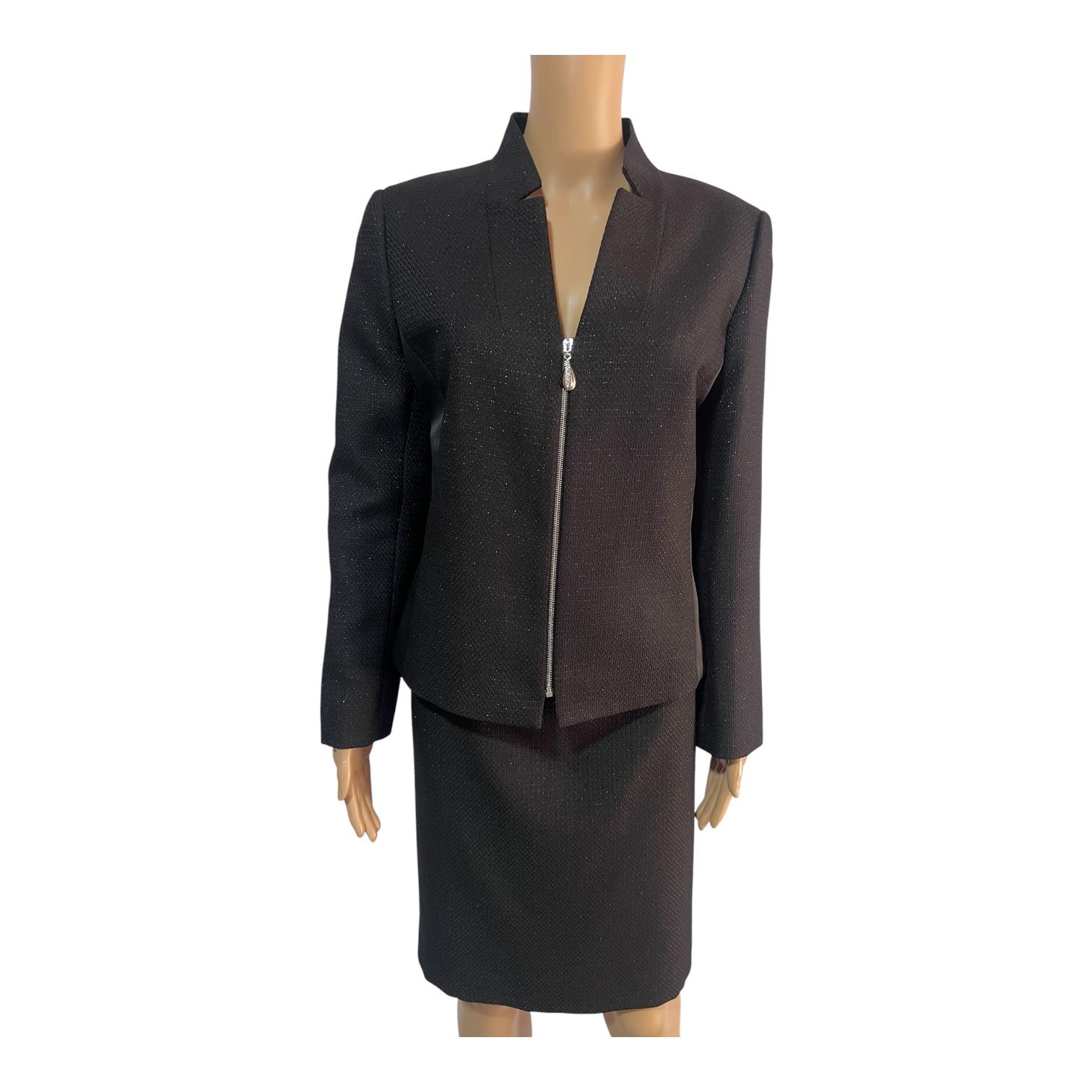Photoroom_20260505_211921 Tahari ASL Skirt Suit Size 10 Black Metallic Cocktail