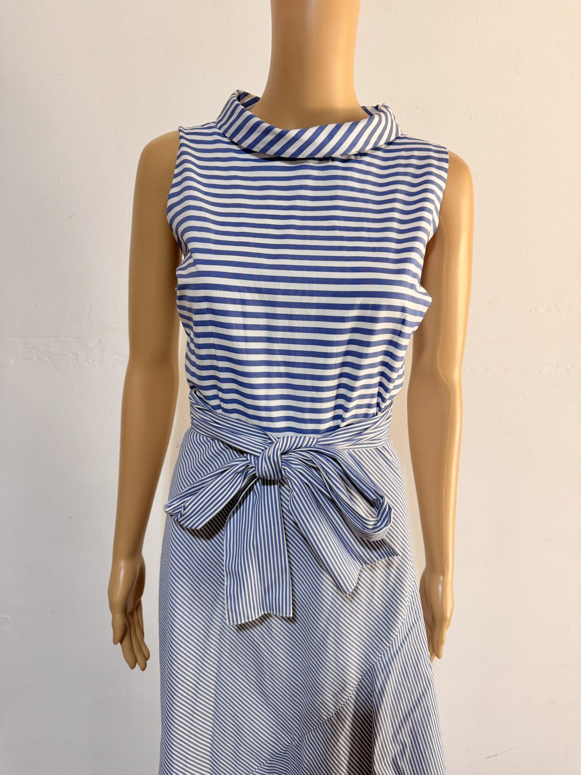 IMG_2764 New York & Company Cotton Dress Size 4 Maxi Striped Belted