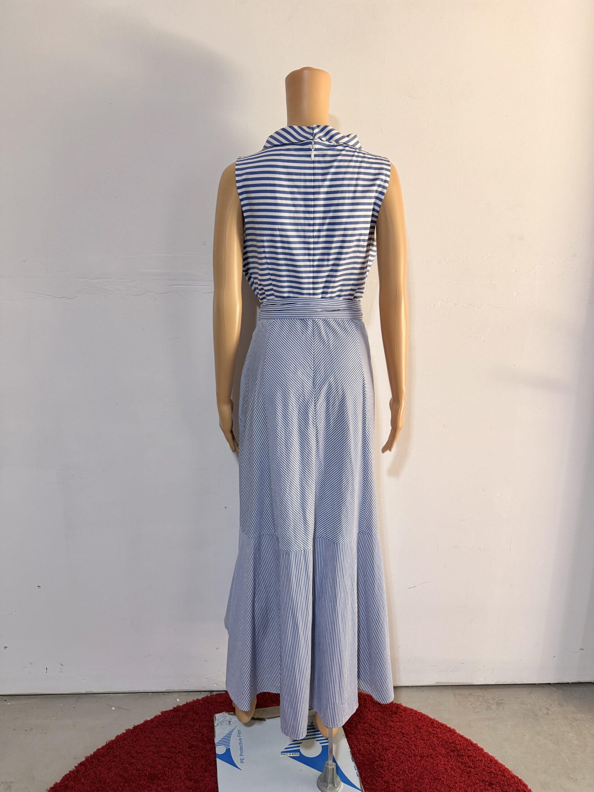IMG_2765 New York & Company Cotton Dress Size 4 Maxi Striped Belted